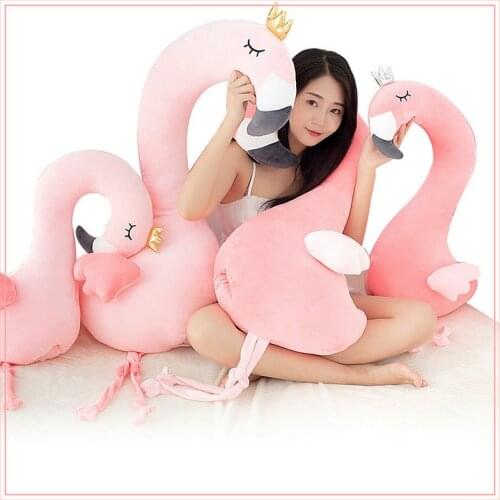 Giant Flamingo Pillow Neck/waist pillow stuffed crown Flamingo Cushion sleeping Pillow pink swan hand warmer toys for children