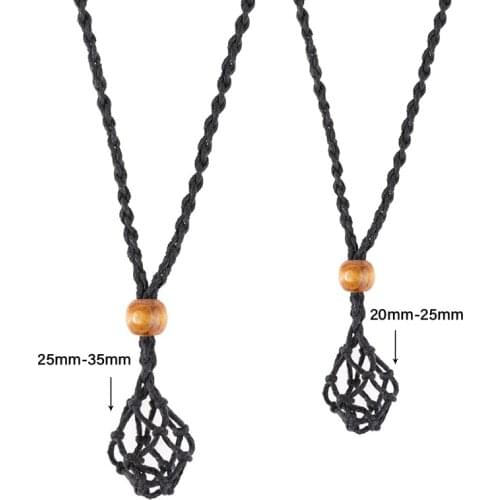 2pcs Necklace Cord Empty Stone Holder Natural Quartz Crystal Raw Stone Chakra Point Healing Fish Netted Indians Amulets Pendant