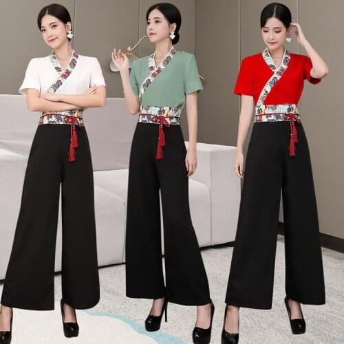 Beautician work clothes female waist temperament new foot reflexology foot bath technician clothes health club trousers suit