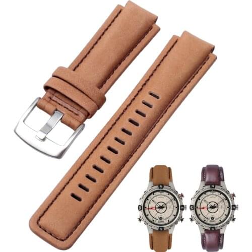 Genuine Calf Hide Leather Watch Strap Band For TIMEX T2N720 T2N721 TW2T76300 Bulge width 16MM mens wrist watch bracelet