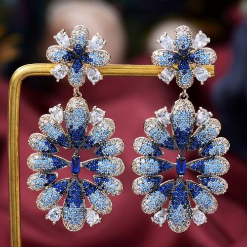 GODKI Jimbora Luxury Bridal Wedding Cute Pendant Earrings For Women Statement Noble Shiny Crystal Charms Earrings Jewelry 2020