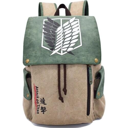 Anime Attack On Titan Cosplay Backpack Unisex Fashion Canvas Bag Travel Backpack Canvas School Bag