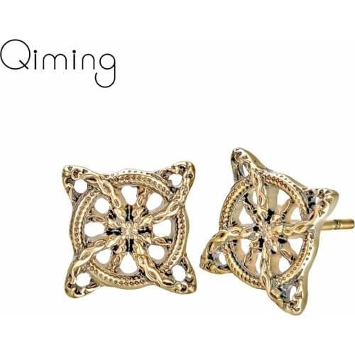 Fern Flower Planet Universe Earrings Male Men Overcoming Grass Slavic Antique Jewelry Amulet Women Viking Stud Earrings Gift