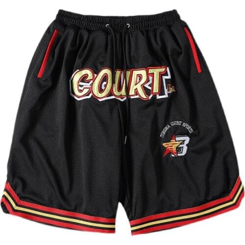 Techwear Sporty Mesh Street Basketball Men Hip Hop Shorts Embroidery Casual Short Pants Streetwear Sweatpants Loose Male Joggers