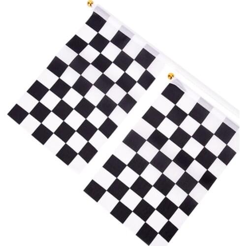 High Quality And Inexpensive 5 Pcs/Lot Black and White Chequered F1 Racing Flag Checkered Flag Hand Signal Flags
