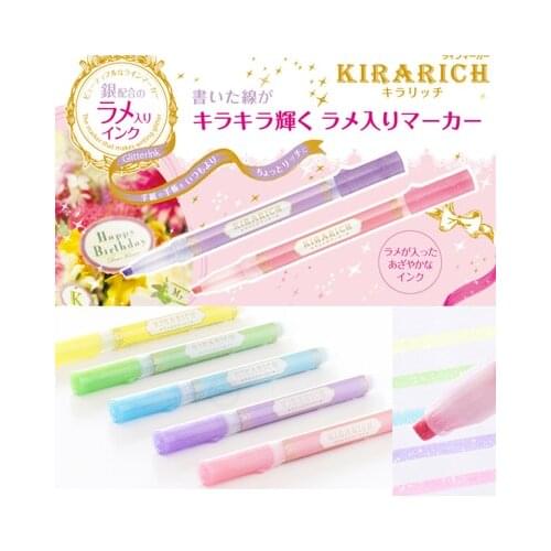 Japan ZEBRA WKS18 KIRARICH Shiny Pearl Pen color Highlighter Pen Holder Pen