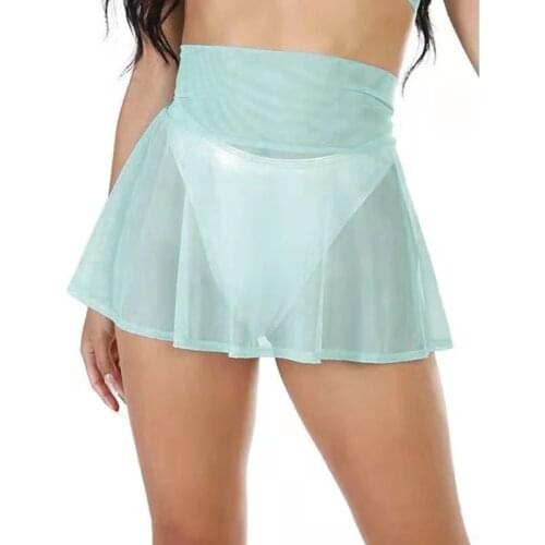 Women Sexy See Through Mini Skirts Ladies Summer High Waist Solid Color Half See Through Rave Festival Skirts Party Night Club