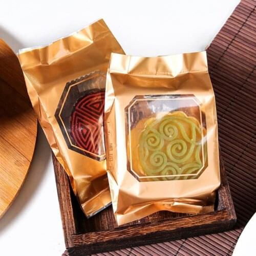 100 Pcs Golden Hollow Moon Cake Bags 50g/80g/100g Plastic Cookie Candy Bag