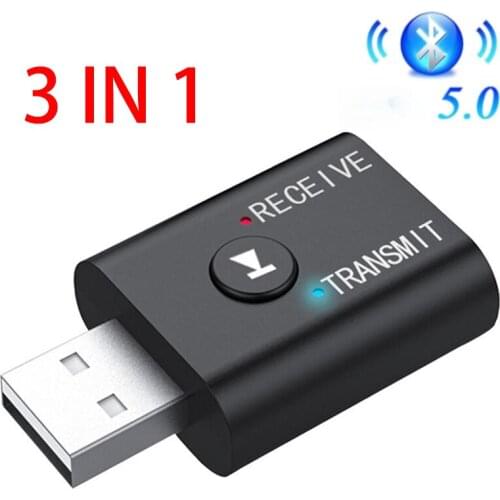 Ubs Bluetooth-Compatible 5.0 Transmitter Receiver 3 In 1 Adapter Dongle 3.5mm For TV PC Headphones Home Stereo Car HIFi Audio