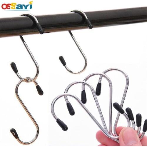 4pcs/lot S Shaped Hooks High Quality Stainless Steel Hanger Clasp Rack For Clothes Pot Pan Kitchen Hooks Clasp Holder Tools