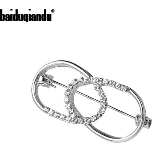 Baiduqiandu Brand New Arrival Rhinestones Cross Circle Hollow Brooch Lapel Pins Fashion Jewelry Accessories