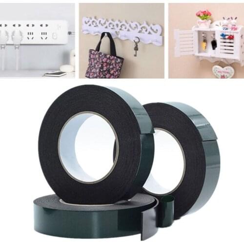 Seamless Permanent Hot Sale Popular 5-50mm 1Roll 10m Foam Double Sided Self Adhesive Adhesive Tape Green Film High Quality Black