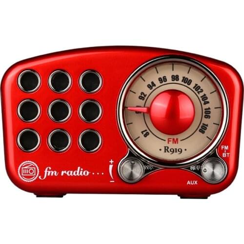 Retro Bluetooth Speaker, Vintage Radio FM Radio with Old Fashioned Classic Style, Strong Bass RED Enhancement, Loud Volume