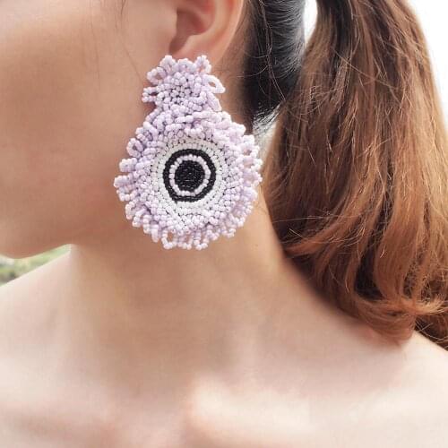 MANILAI Bohemian Handmade Beads Drop Earrings For Women Fashion Jewelry Dangle Earrings Round Statement Big Bead Pendant Wedding