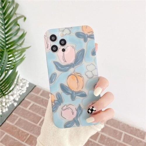 Retro Sweet rose illustration art Japanese Phone Case For iPhone 11 12 Pro Max Xs Max XR XS 7 8 Plus 7Plus case Cute Soft Cover