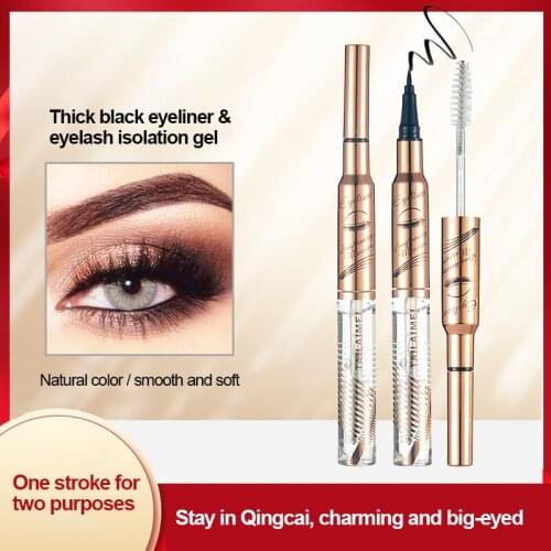 Black Liquid Eyeliner 2IN1 Moisturizing Styling Eyelash Isolation Gel Easy To Wear Eyes Pencil Pen Makeup Cosmetics Tool TSLM1