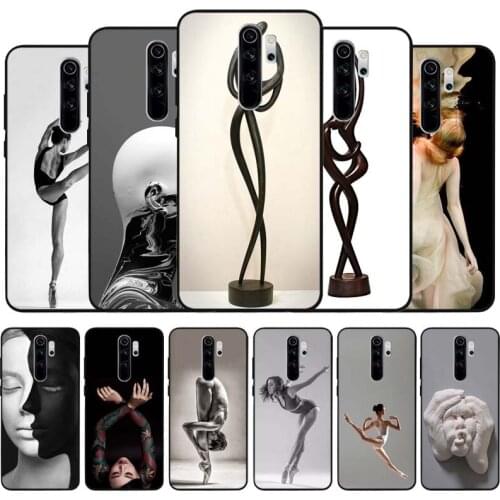 Body Art black Silicone Phone Case For Redmi note 9 8 7 Pro S 8T 7A Cover