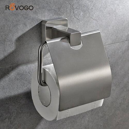 ROVOGO Toilet Paper Holder Stainless Steel Toilet Paper Roll Holder With waterproof cover Wall Mounted