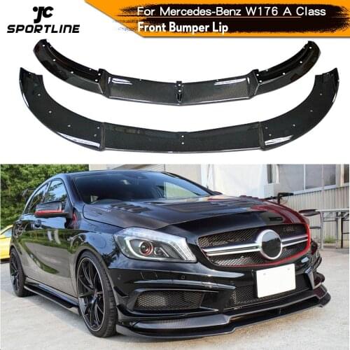 Double-deck Carbon Fiber Material Front Shovel Bumper Lip For Mercedes-Benz W176 A Class Sport A45 AMG A250 A260 2013 - 2018