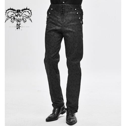 Devil Fashion Mens Gothic Jacquard Long Pants Palace Vintage Fit Party Dinner Dress Trusers