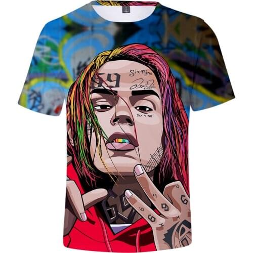 Rapper Tekashi69 6ix9ine Tekashi 69 Printed 3d T Shirt Men/Women Summer Short Sleeve Breathable Cute T-shirt Hip Hop Tshirt Tops