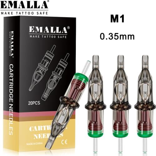 EMALLA New Professional 20PCS 0.35mm 3RL Tattoo Cartridge Needles Round Liner Sterilized Makeup Cartridges Tattoo Supplies