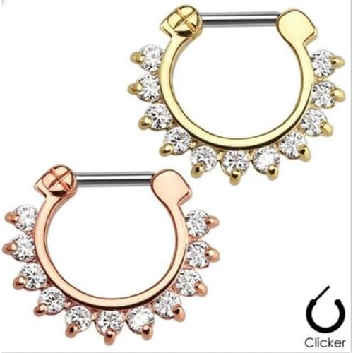 Lot30pcs 16G Clicker Nose Hoop Ring Septum Ear/Nipple Piercing Jewerly CZ Nose Ring Diathe/Helix Cartilage Rings Mix Colors