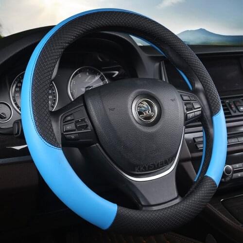 Leather Car Steering wheel Cover Anti-slip for Skoda Fabia 1 2 3 I II III Auto interior Accessories