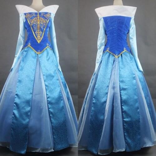 Sleeping Beautiful Girl Cosplay Princess Aurora Costume Adult Women Performance Dress Fancy Halloween Party Gown