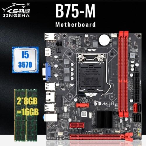 B75 Motherboard Combo LGA 1155 Motherboards Set with i5 3570 Quad-Core CPU and 2*8GB DDR3=16GB 1600MHz Desktop Memory