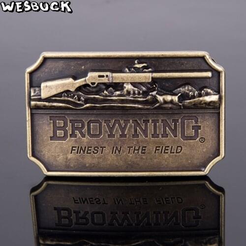 WesBuck Brand Gun Belt Buckles Metal for Man Women Browning West Buckles Metal Cowboy Finest in the Field Belt Gespen
