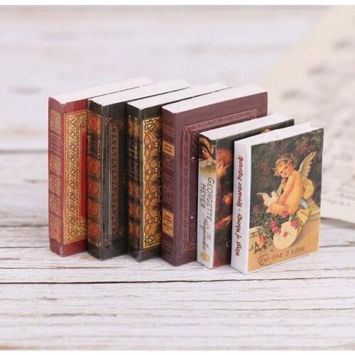 6Pcs/set 1/12 Dollhouse Miniature Book Model Notebook Doll House Furniture Decor