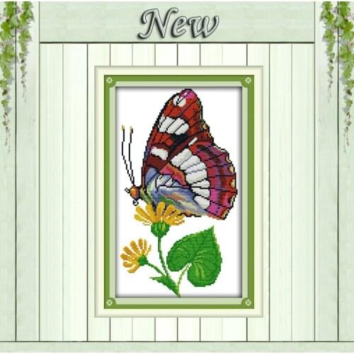 Butterfly over flowers painting Counted printed on fabric DMC 14CT 11CT DMC Embroidery Sets chinese Cross Stitch Needlework kits