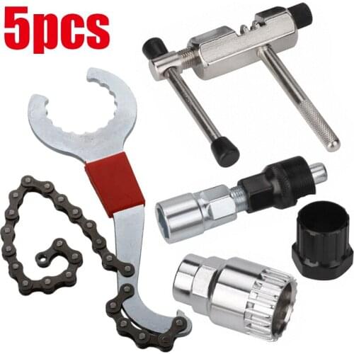 5pcs/Set Bicycle Repair Tool Kits MTB Road Bikes Chain Cutter Bracket Flywheel Remover Crank Puller Wrench Maintenance Tools Set
