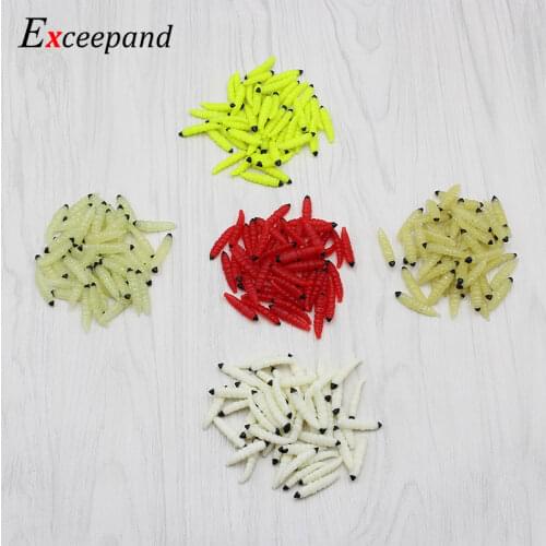 Lot 20 Pieces Exceepand 2.8 cm 0.4 g Maggot Grub Soft Lure Lifelike Worm Fishing Bait Carp Trout Fly Bait Fishing Tackle
