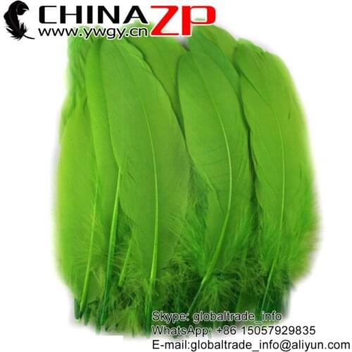 Wholesale in CHINAZP Factory 200pieces/lot Selected Top Quality Dyed Lime Green Goose Satinettes Loose Feathers