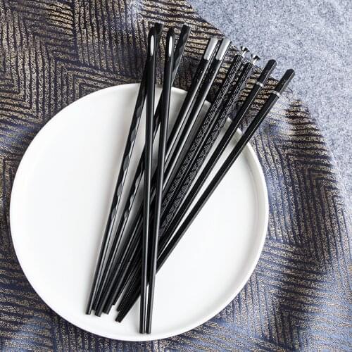BalleenShiny 5 Pairs Of Household Japanese Alloy Chopsticks Non-slip High Temperature Resistant High Quality Alloy Chopsticks