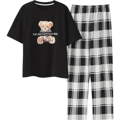 Pjs Women Plus Size Lingerie Cotton Sleepwear Big Size Womens Pajamas Short Sleeve Long Pant Summer Homesuits Soft Pyjamas New