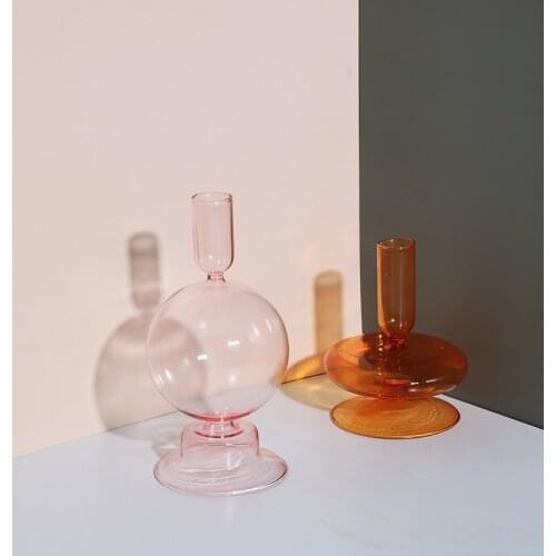 Candle Holders Glass For Birthday Decoration Decorative Handmade Nordic Candle Holder Romantic Pillar Candlestick Holder