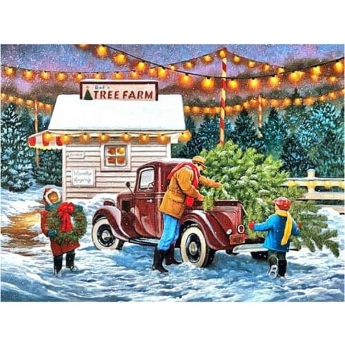 DIY Full Circle Diamond Painting Home Decoration Art Crafts Hotel Office Decoration Christmas Tree On The Car