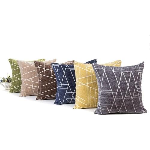 Simplicity Golden Line Polygon Geometry Pattern Chenille Throw Pillow Case Home Sofa Car Decorative Cushion Pillowcase 45x45cm