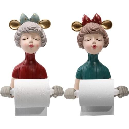 Bubble Girl Tissue Holder Towel Holder Resin Character Model Nordic Home Decor Bathroom Decor Accessories Wall Tissue Box Holder