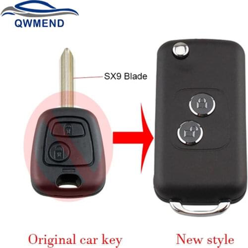 BHKEY For Citroen C1 C2 C3 Saxo Xsara Picasso Berlingo 2Buttons SX9 Blade Remote key shell Case