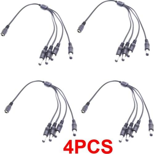4pcs DC Power Adapter Splitter 1 to 4 Connector Cable Camera 5.5*2.1mm For CCTV Security Camera Cable for Surveillance System
