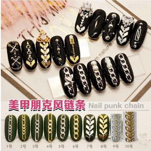 1M Gold and Silver Luxury Chain Plane Shape Chain Metal Nail Decoration