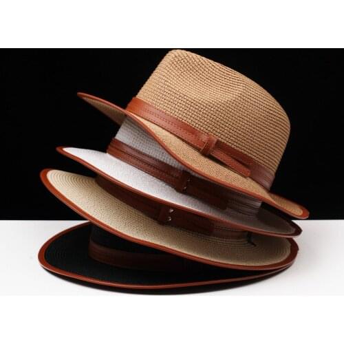 Straw fedoras top hat unisex hat leather band fedora cap fedoras sunhat unisex event hat fashion beach hat dropstraw hat