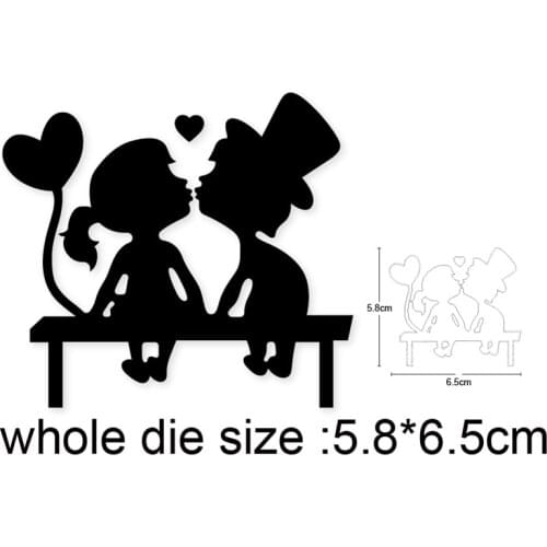 Balloon Couple Kissing Metal Cutting Dies Stencils For Scrapbooking dies DIY Craft Album Card Making Embossing Die Cuts 2020 New