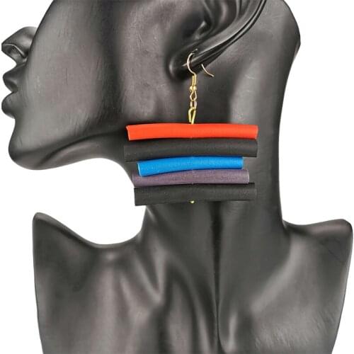 UKEBAY New Multicolor Drop Earrings For Women Geometric Pendant Statement Earrings Rubber Jewelry Party Wedding Accessories Gift