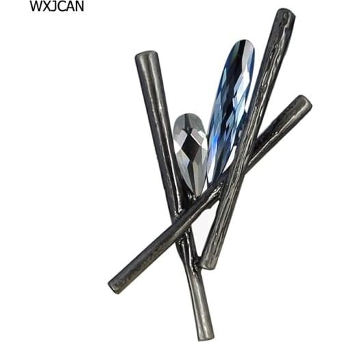 WXJCAN vintage brooch pendant lapel pins Crystal glass tree branches brooches for costume scarf brosche spilla Size 65mm*37mm