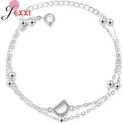 Women Simple 925 Sterling Silver Adjustable Charm Bracelets CZ Link Chain Bracelet Jewelry Bijoux New Arrivals